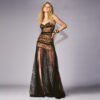 Midnight Lace Pleated Maxi Dress – Elegant Evening Gown