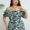 Plus Size Off-Shoulder Slit Vacation Dress