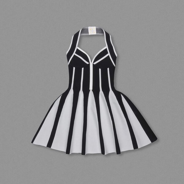 French Riviera Halter Mini Dress – Striped Summer Knit