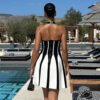 French Riviera Halter Mini Dress – Striped Summer Knit