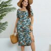 Plus Size Off-Shoulder Slit Vacation Dress