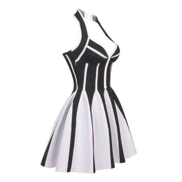 French Riviera Halter Mini Dress – Striped Summer Knit