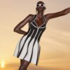 French Riviera Halter Mini Dress – Striped Summer Knit