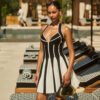French Riviera Halter Mini Dress – Striped Summer Knit