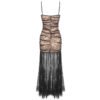 Midnight Lace Pleated Maxi Dress – Elegant Evening Gown