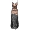 Midnight Lace Pleated Maxi Dress – Elegant Evening Gown