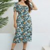 Plus Size Off-Shoulder Slit Vacation Dress