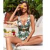 Printed Swimsuit with Gauze Skirt – Elegant Two-Piece Beachwear