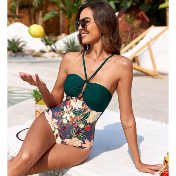 Boho Halter Swimsuit with Sheer Veil Cover-Up
