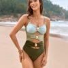 Sleek Metal Buckle One-Piece Swimsuit – Chic & Timeless
