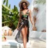 Printed Swimsuit with Gauze Skirt – Elegant Two-Piece Beachwear