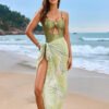 Luxe Solid Two-Piece Swimsuit – Beaded Drawstring Design