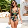 Printed Swimsuit with Gauze Skirt – Elegant Two-Piece Beachwear