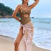 Luxe Solid Two-Piece Swimsuit – Beaded Drawstring Design