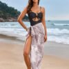Luxe Solid Two-Piece Swimsuit – Beaded Drawstring Design