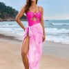 Luxe Solid Two-Piece Swimsuit – Beaded Drawstring Design