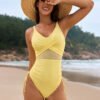 Mesh Ruched One-Piece Swimsuit