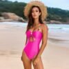 Luxe Solid Two-Piece Swimsuit – Beaded Drawstring Design