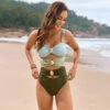 Sleek Metal Buckle One-Piece Swimsuit – Chic & Timeless