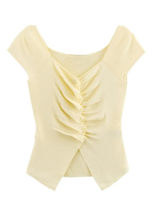 Pleated French Knitted Vest Top