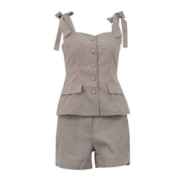 Cotton Bow Vest & Shorts Set