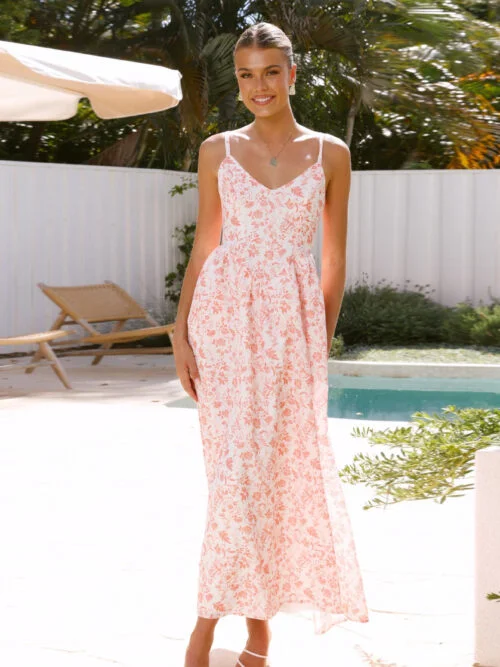 Wild Bloom Backless Midi Dress