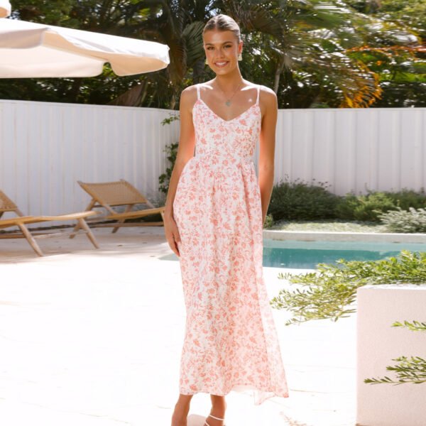 Wild Bloom Backless Midi Dress