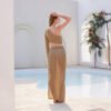 Summer Striped Cutout One-Shoulder Set