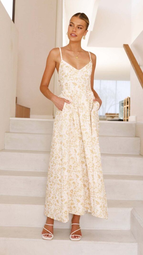 Wild Bloom Backless Midi Dress