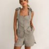 Cotton Bow Vest & Shorts Set