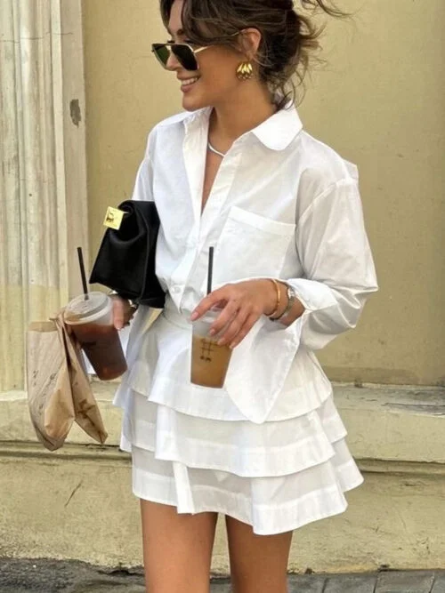Power Poise White Shirt & Skirt Set