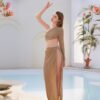 Summer Striped Cutout One-Shoulder Set