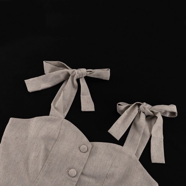 Cotton Bow Vest & Shorts Set