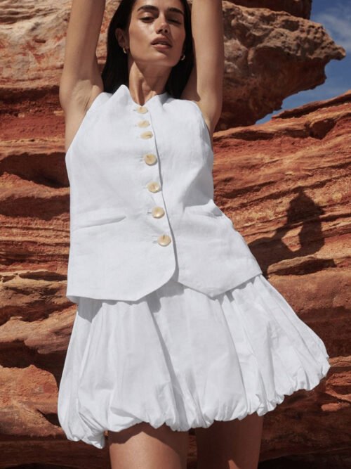 Summer Charm Cotton Two-Piece Skirt Set