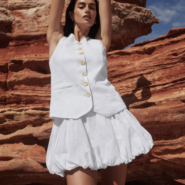 Summer Charm Cotton Two-Piece Skirt Set