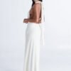 Low Cut Pleated Metal Ring Maxi Dress