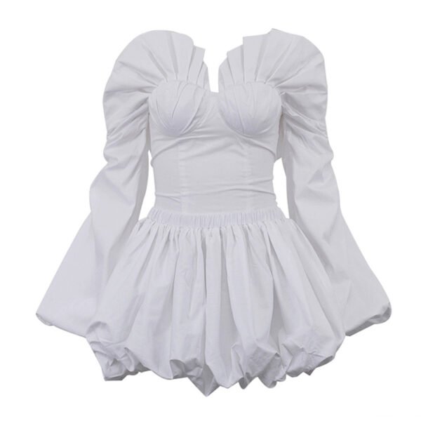 Draped Lace-Up Top & Skirt Set