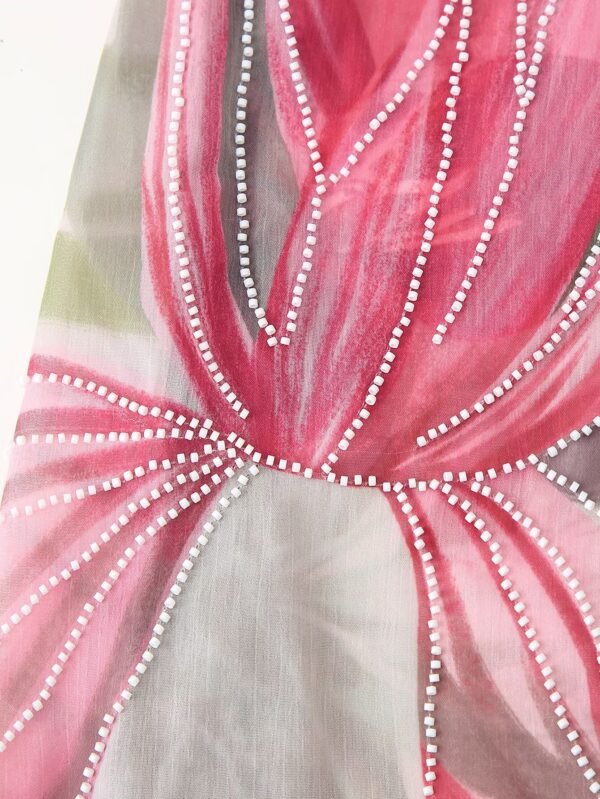 Retro Leaf Print Halter Maxi Dress