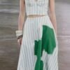 Striped Corset Crop Top & Midi Skirt Set