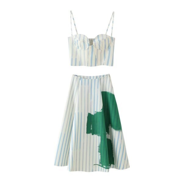 Striped Corset Crop Top & Midi Skirt Set
