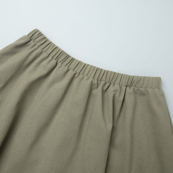 Cotton Linen Round Neck Vest & Pleated Skirt Set