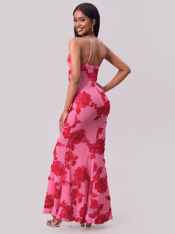 3D Floral Lace Sheath Maxi Dress