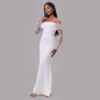 Off-Shoulder Sequin Mesh Maxi Dress