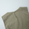 Cotton Linen Round Neck Vest & Pleated Skirt Set