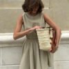 Cotton Linen Round Neck Vest & Pleated Skirt Set