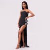 Diamond Bow Velvet Split Maxi Dress