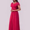 Off-Shoulder Chiffon Maxi Dress with Ruffle Hem