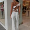 One-Shoulder Cutout Vest & Strap Pants Set
