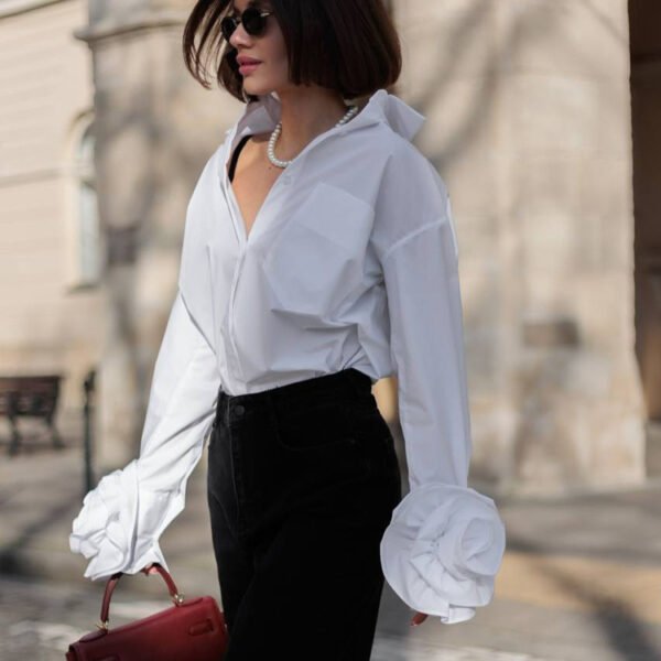 Floral Stitch Cotton Office Shirt
