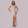 Sequin V-Neck Backless Evening Maxi Dress